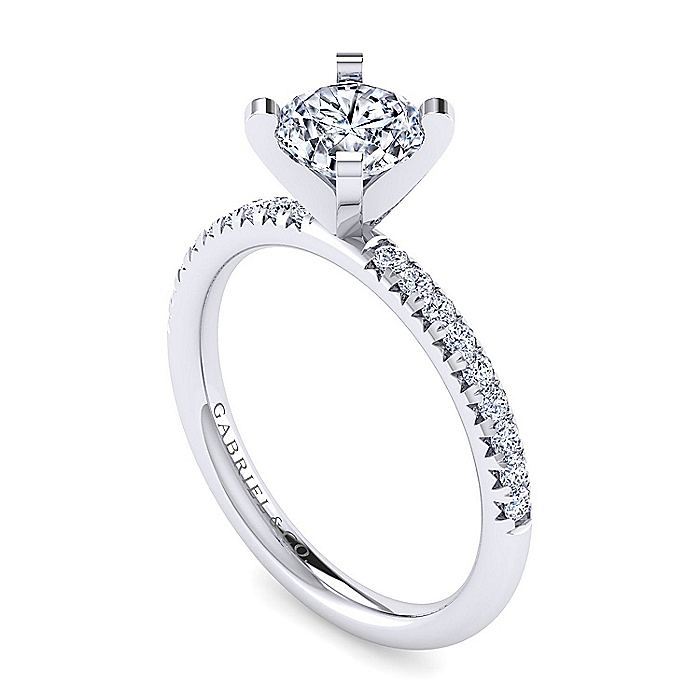 Gabriel & Co. ER16057R4W44JJ 14K White Gold Round Diamond Engagement Ring