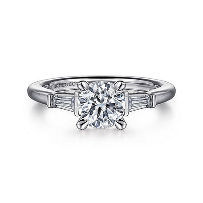 Gabriel & Co. ER16121R4W43JJ 14K White Gold Round Three Stone Diamond Engagement Ring