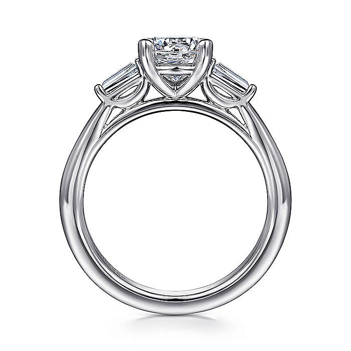 Gabriel & Co. ER16121R4W43JJ 14K White Gold Round Three Stone Diamond Engagement Ring