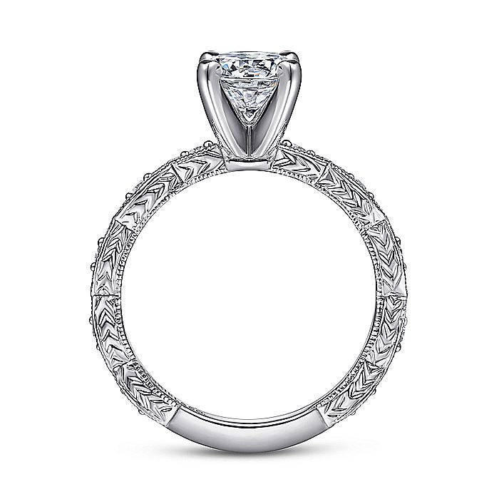 Gabriel & Co. ER4122W44JJ Vintage Inspired 14K White Gold Round Diamond Engagement Ring