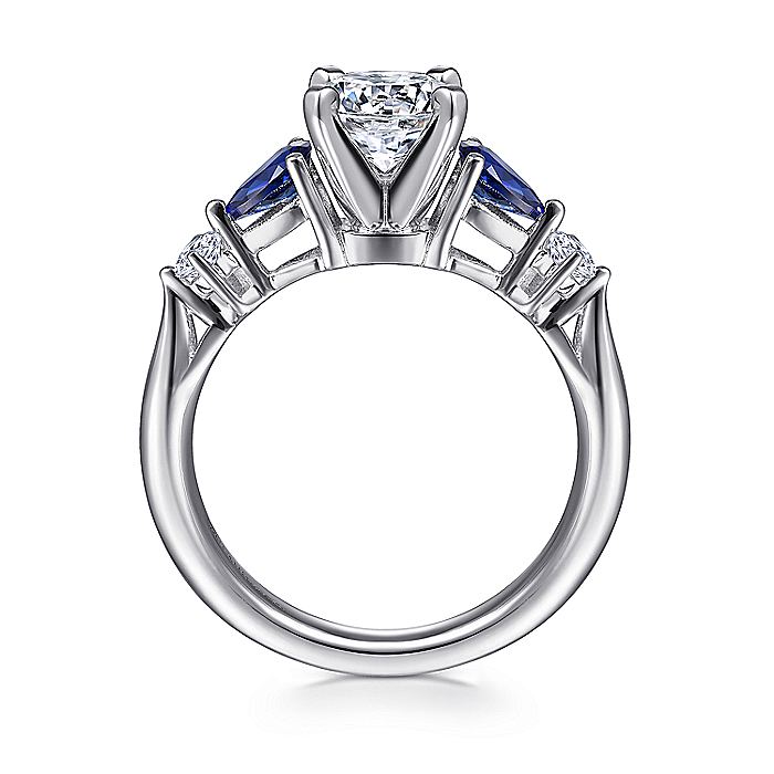 Gabriel & Co. ER6002W44SA 14K White Gold Round Five Stone Sapphire and Diamond Engagement Ring