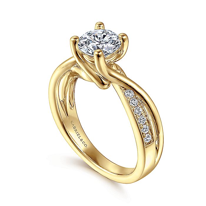 Gabriel & Co. ER6360Y44JJ 14K Yellow Gold Round Diamond Twisted Engagement Ring