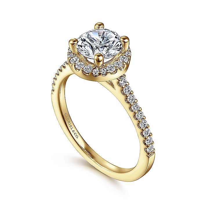 Gabriel & Co. ER6419Y44JJ 14K Yellow Gold Round Halo Diamond Engagement Ring