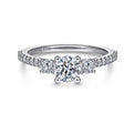 Gabriel & Co. ER7296W44JJ 14K White Gold Round Three Stone Diamond Engagement Ring