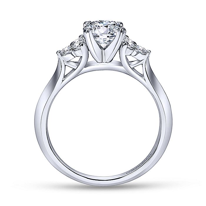 Gabriel & Co. ER7995W44JJ 14K White Gold Round Three Stone Cluster Diamond Engagement Ring