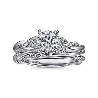 Gabriel & Co. ER8817W44JJ 14K White Gold Round Twisted Diamond Engagement Ring