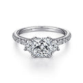 Gabriel & Co. ER9186W44JJ 14K White Gold Cushion Cut Three Stone Diamond Engagement Ring