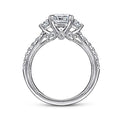 Gabriel & Co. ER9186W44JJ 14K White Gold Cushion Cut Three Stone Diamond Engagement Ring