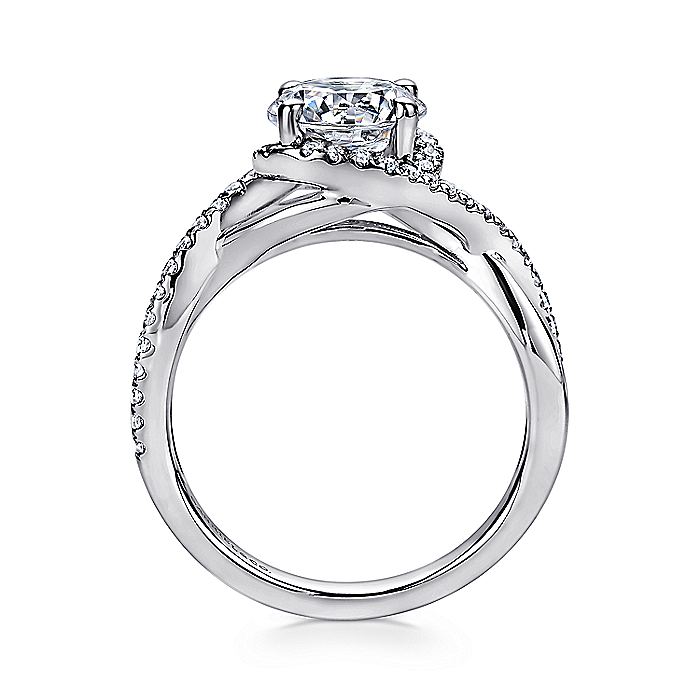 Gabriel & Co. ER9338W44JJ 14K White Gold Round Twisted Diamond Engagement Ring