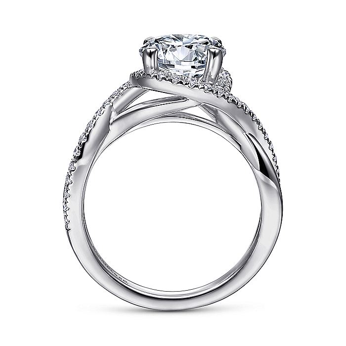 Gabriel & Co. ER9339W44JJ 14K White Gold Round Twisted Diamond Engagement Ring