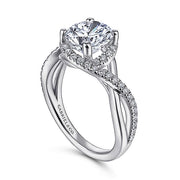 Gabriel & Co. ER9339W44JJ 14K White Gold Round Twisted Diamond Engagement Ring