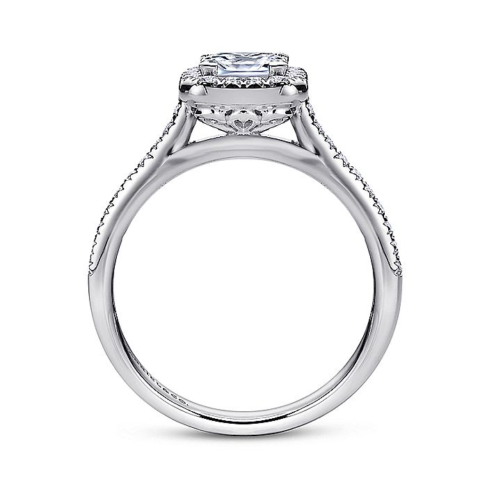 Gabriel & Co. ER9382W44JJ 14K White Gold Princess Halo Diamond Engagement Ring