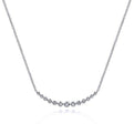 14 Karat White Gold Graduated Round Diamond Curved Bar Necklace