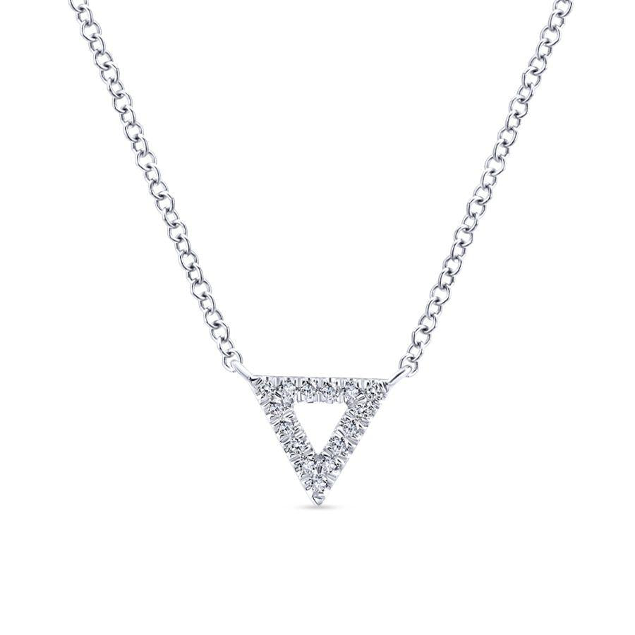 Open 14K White Gold Diamond Pav�� Triangle Pendant Necklace