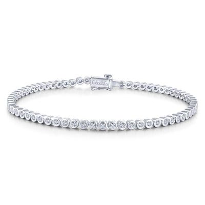 14K White Gold Bezel Set Diamond Tennis Bracelet