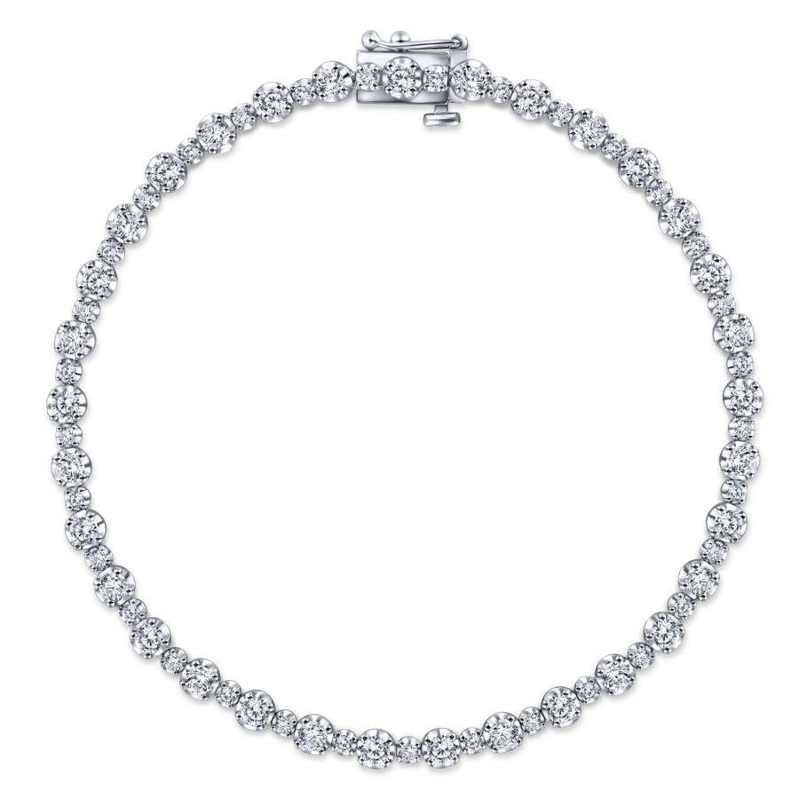 14K White Gold Buttercup Set Diamond Tennis Bracelet