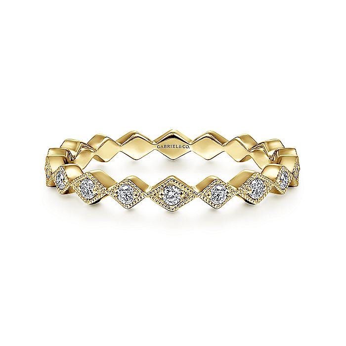 Gabriel & Co. LR4379Y45JJ 14K Yellow Gold Geometric Diamond Stackable Ring