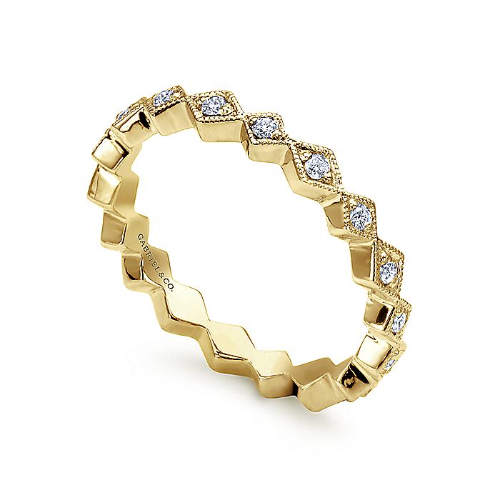 Gabriel & Co. LR4379Y45JJ 14K Yellow Gold Geometric Diamond Stackable Ring