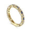 Gabriel & Co. LR4380Y45SA 14K Yellow Gold Sapphire Baguette and Round Diamond Stackable Ring