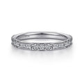 Gabriel & Co. LR4572W45JJ 14K White Gold Baguette and Round Diamond Stackable Ring