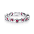 Gabriel & Co. LR4584W4JRA 14K White Gold Round Bezel Station Ruby Stackable Ring