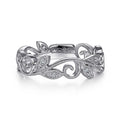 Gabriel & Co. LR4593W45JJ 14K White Gold Scrolling Floral Diamond Ring