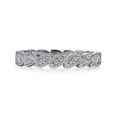 Gabriel & Co. LR4652W45JJ 14K White Gold Scalloped Marquise Stackable Diamond Ring