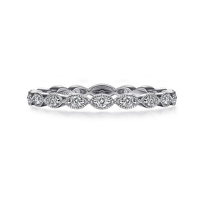 Gabriel & Co. LR4794W45JJ 14K White Gold Marquise Station Diamond Stackable Ring