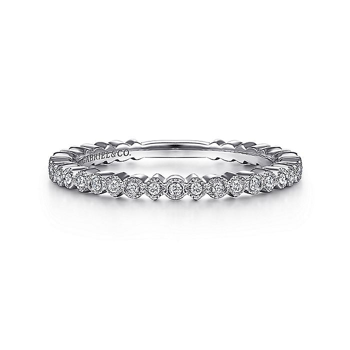 Gabriel & Co. LR4801W45JJ 14K White Gold Scalloped Stackable Diamond Band