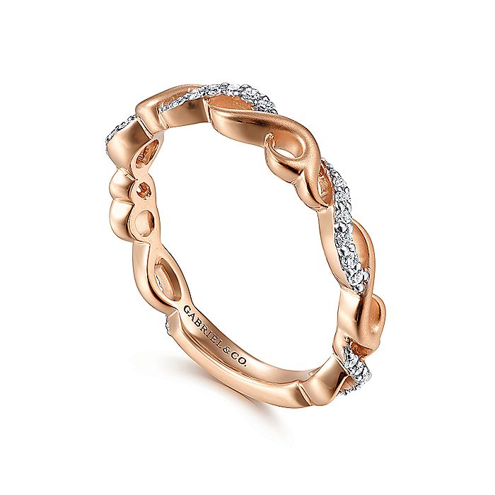 Gabriel & Co. LR4878K45JJ 14K Rose Gold Twisted Stackable Diamond Ring