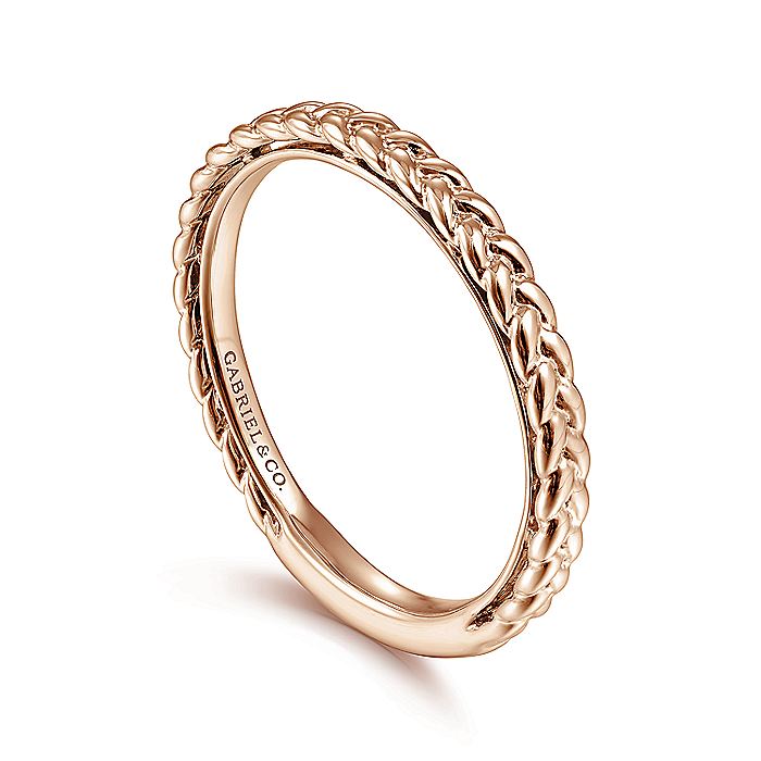 Gabriel & Co. LR4910CK4JJJ 14K Rose Gold Braided Stackable Ring