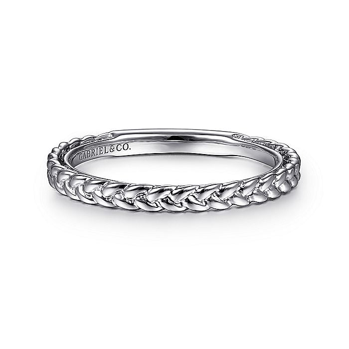 Gabriel & Co. LR4910CW4JJJ 14K White Gold Braided Stackable Ring