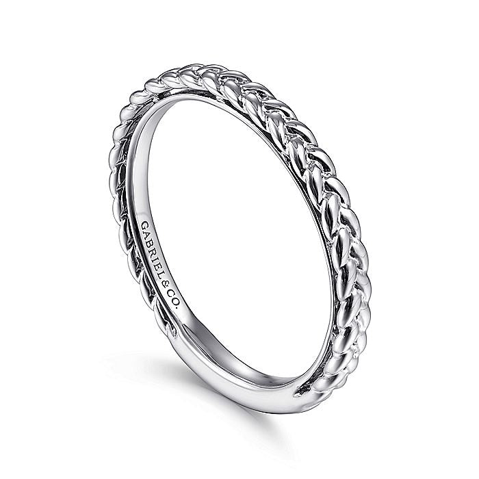 Gabriel & Co. LR4910CW4JJJ 14K White Gold Braided Stackable Ring