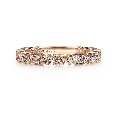 Gabriel & Co. LR4912K45JJ 14K Rose Gold Geometric Diamond Stackable Ring