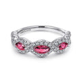 Gabriel & Co. LR50257W45RA 14K White Gold Twisted Diamond Rows and Ruby Marquise Stones Ring