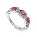 Gabriel & Co. LR50257W45RA 14K White Gold Twisted Diamond Rows and Ruby Marquise Stones Ring