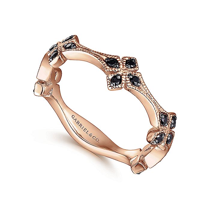 Gabriel & Co. LR50891K4JBD 14K Rose Gold Floral Black Diamond Ring