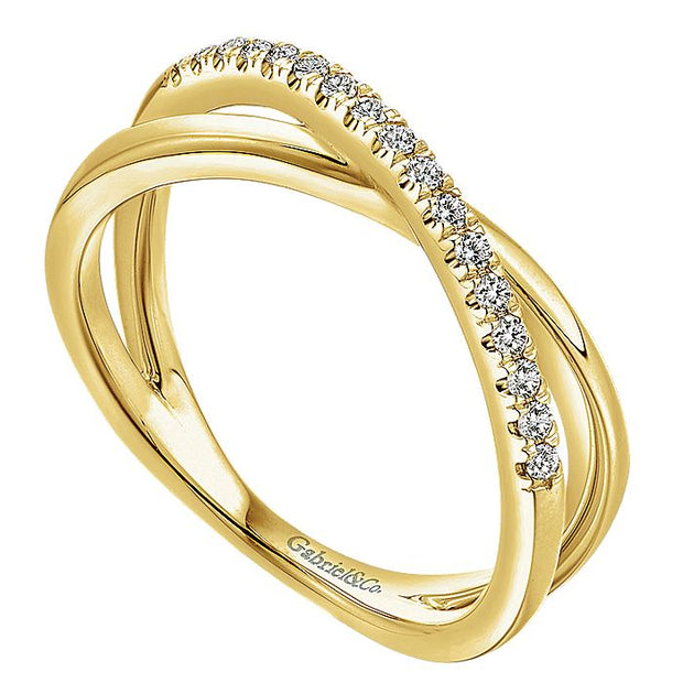 Gabriel & Co. LR50893Y45JJ 14K Yellow Gold Criss Cross Diamond Ring