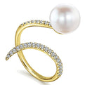 Gabriel & Co. LR51116Y45PL 14K Yellow Gold Pavé Diamond & Cultured Pearl Ring