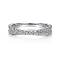 Gabriel & Co. LR51169W45JJ 14K White Gold Criss Cross Diamond Stackable Ring