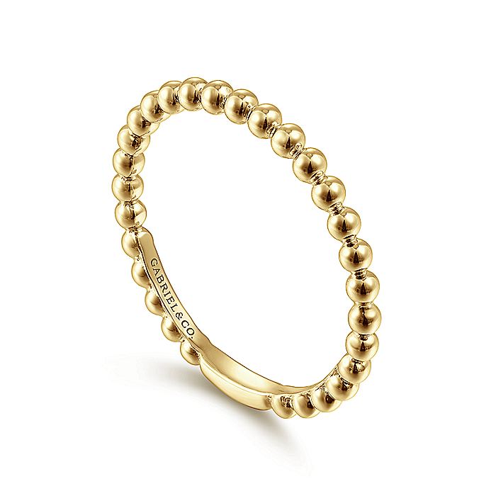 Gabriel & Co. LR51172Y4JJJ 14K Yellow Gold Bujukan Beaded Stackable Ring