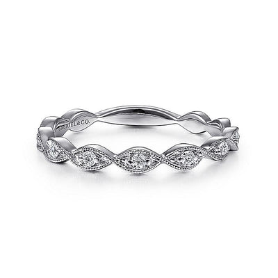 Gabriel & Co. LR51178W45JJ 14K White Gold Twisted Diamond Stackable Ring