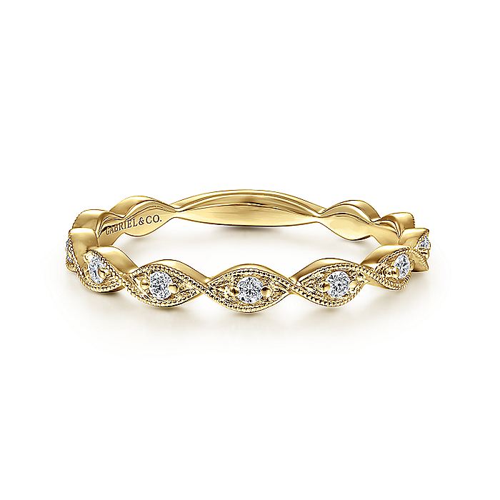 Gabriel & Co. LR51178Y45JJ 14K Yellow Gold Twisted Diamond Stackable Ring