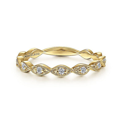 Gabriel & Co. LR51178Y45JJ 14K Yellow Gold Twisted Diamond Stackable Ring