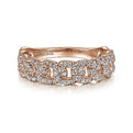 Gabriel & Co. LR51181K45JJ 14K Rose Gold Chain Link Stackable Diamond Ring