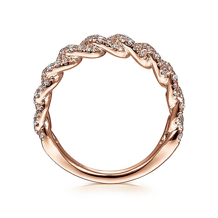 Gabriel & Co. LR51181K45JJ 14K Rose Gold Chain Link Stackable Diamond Ring