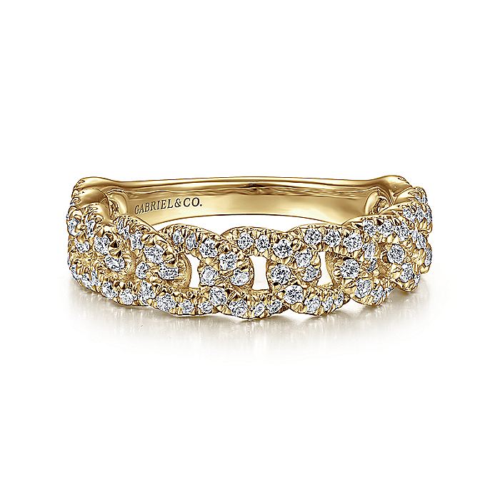 Gabriel & Co. LR51181Y45JJ 14K Yellow Gold Chain Link Stackable Diamond Ring