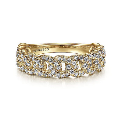 Gabriel & Co. LR51181Y45JJ 14K Yellow Gold Chain Link Stackable Diamond Ring