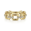 Gabriel & Co. LR51248Y45JJ 14K Yellow Gold Chain Link Ring Band with Diamond Connectors