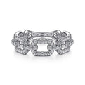 Gabriel & Co. LR51249W45JJ 14K White Gold Pavé Diamond Chain Link Ring Band